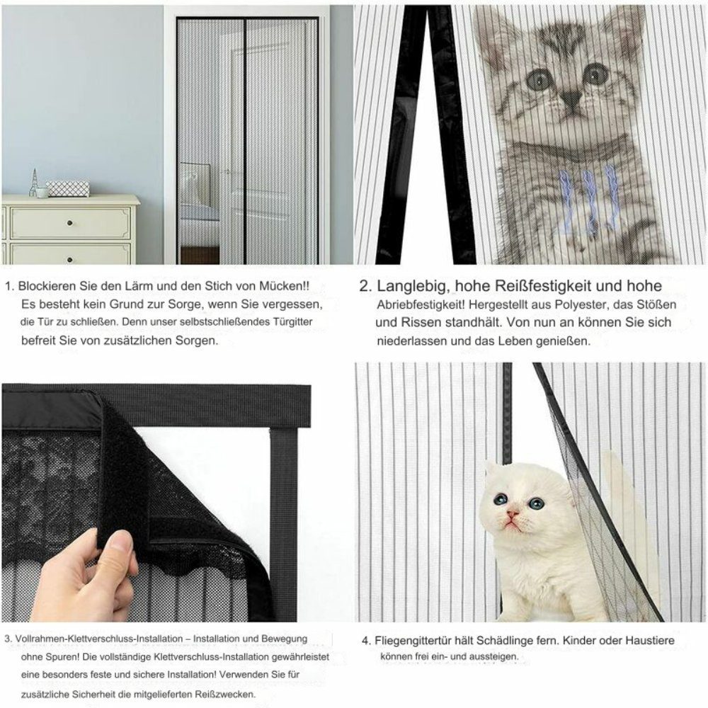 jalleria Insektenschutz-Fensterrahmen Magnetischer Moskitonetz-Türvorhang 90 x 210 cm, (1-St)