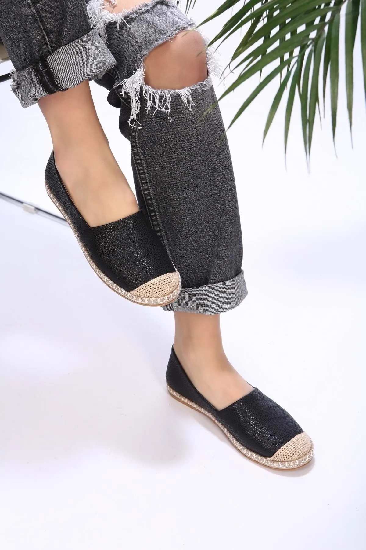 Shoeberry  Ziles Black Skin Espadrille für Damen
