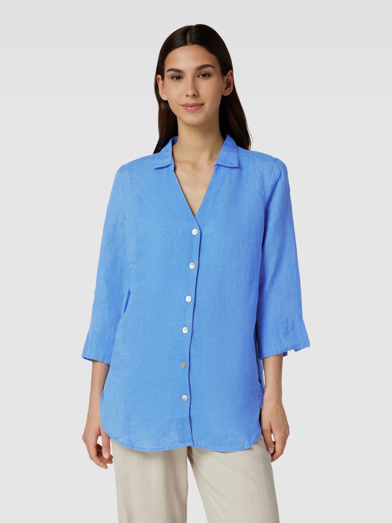 Leinenbluse mit Knopfleiste in jeans