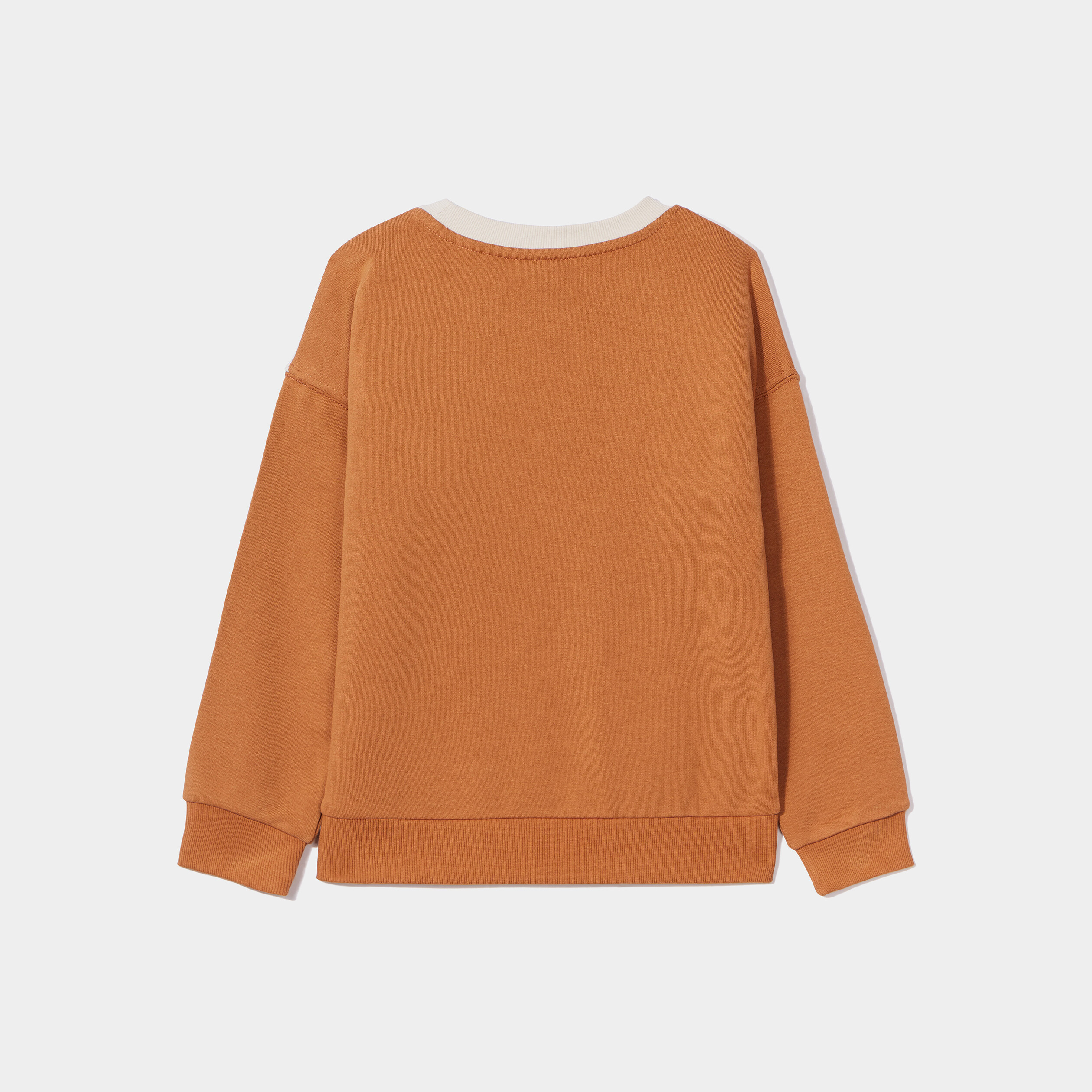 Sweat col rond manches longues marron cognac garçon | La Halle