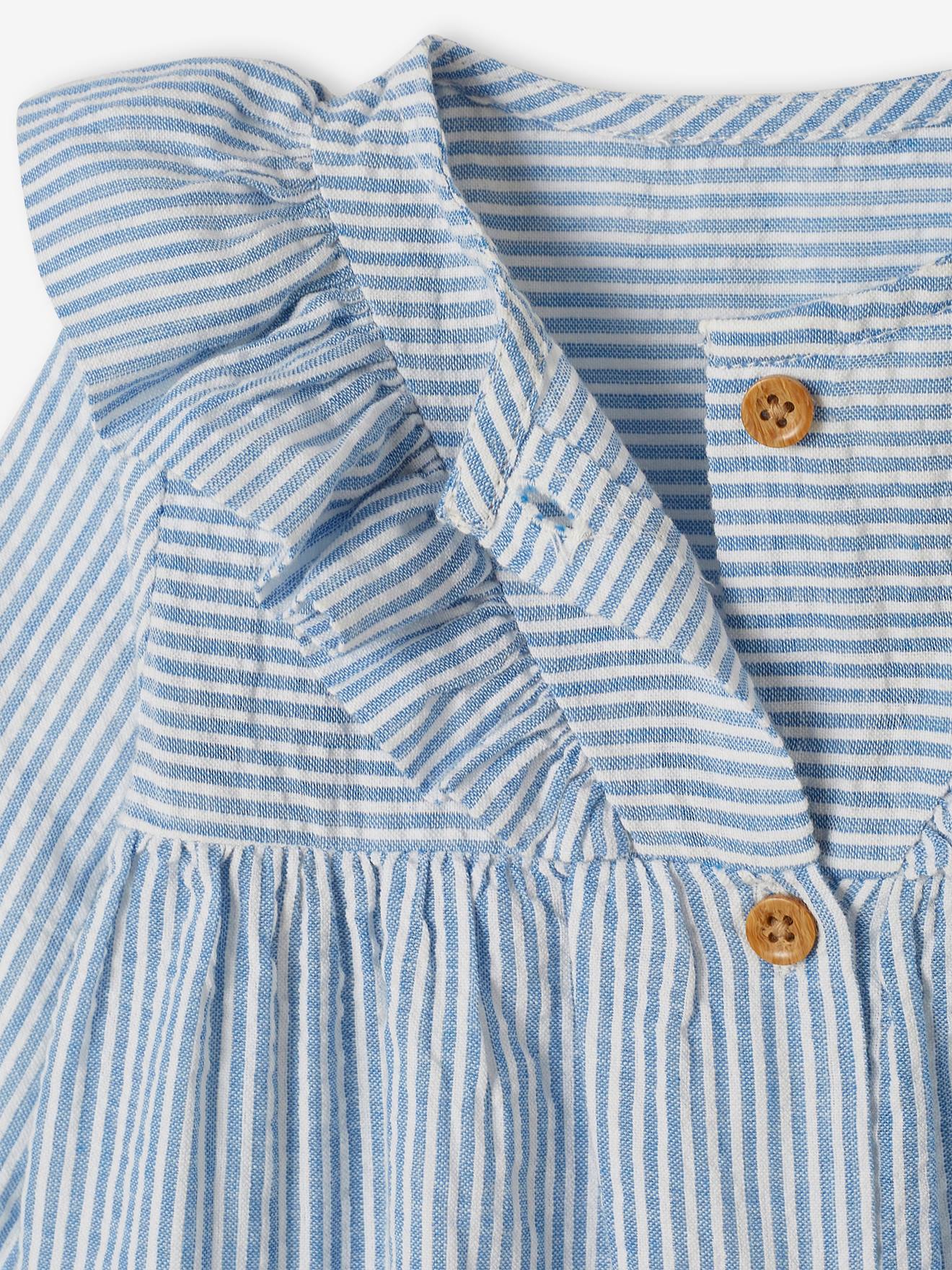 Robe bébé en seersucker bleu glacier