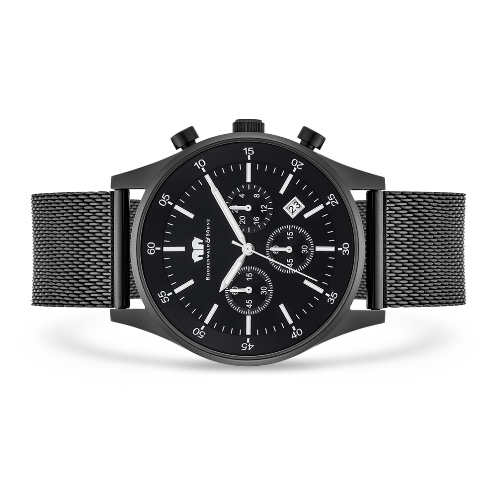 Rhodenwald & Söhne Chronographe Goodwill en Acier inoxydable en Noir Montre