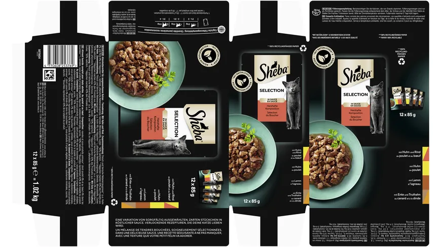SHEBA® Selection in Sauce Herzhafte Komposition Portionsbeutel 1020 g