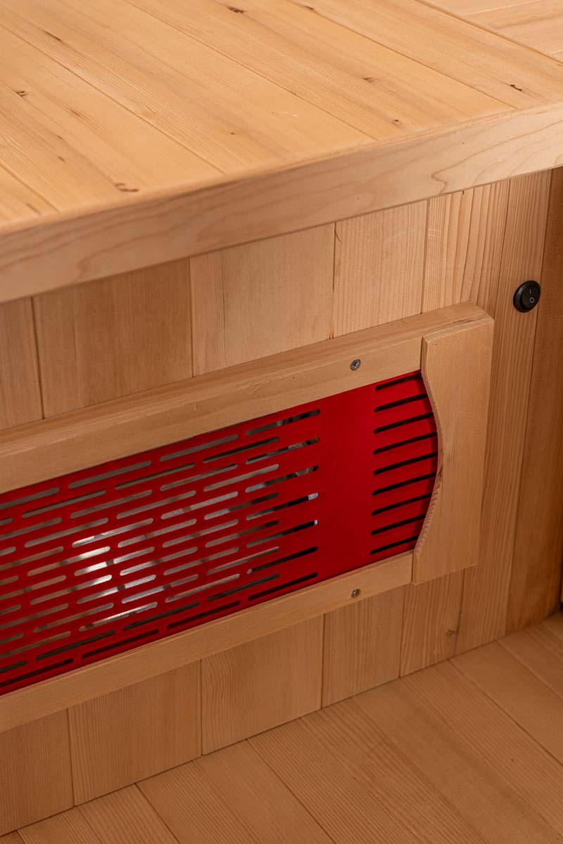PureHaven Infrarotkabine 150x150x60x120x60 cm aus Hemlock Holz