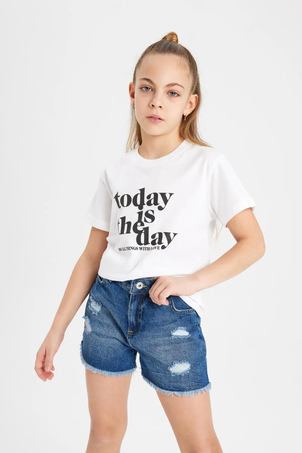 DeFacto  Bedrucktes Kurzarm-T-Shirt für Mädchen B5123A824SM