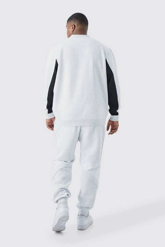 Plus Colorblock Sweatshirt mit Reißverschluss-Detail