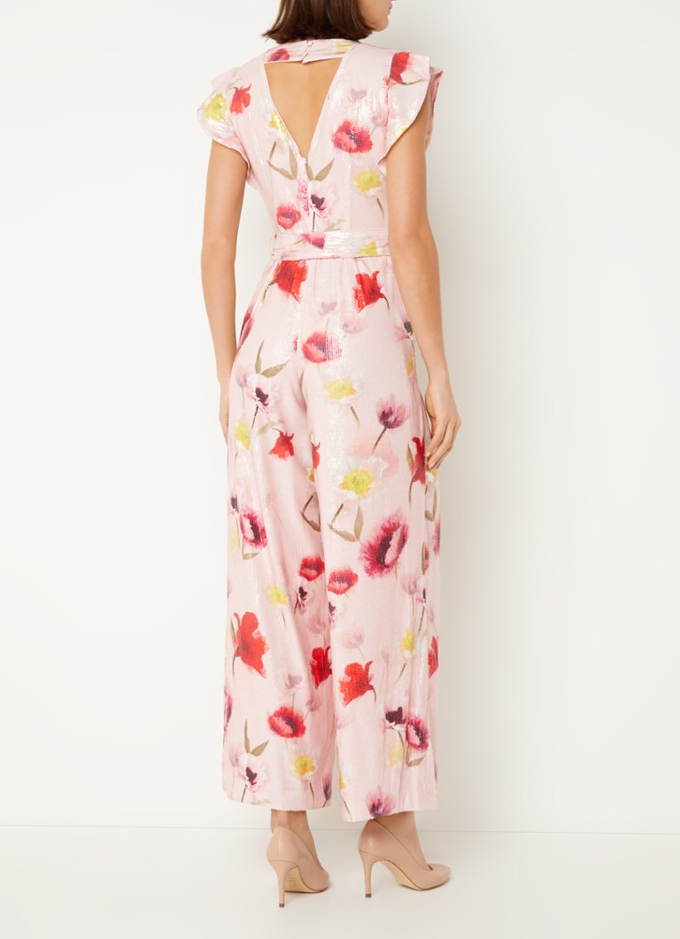 Phase Eight Rhiannon loose-fit jumpsuit with floral print and sequins