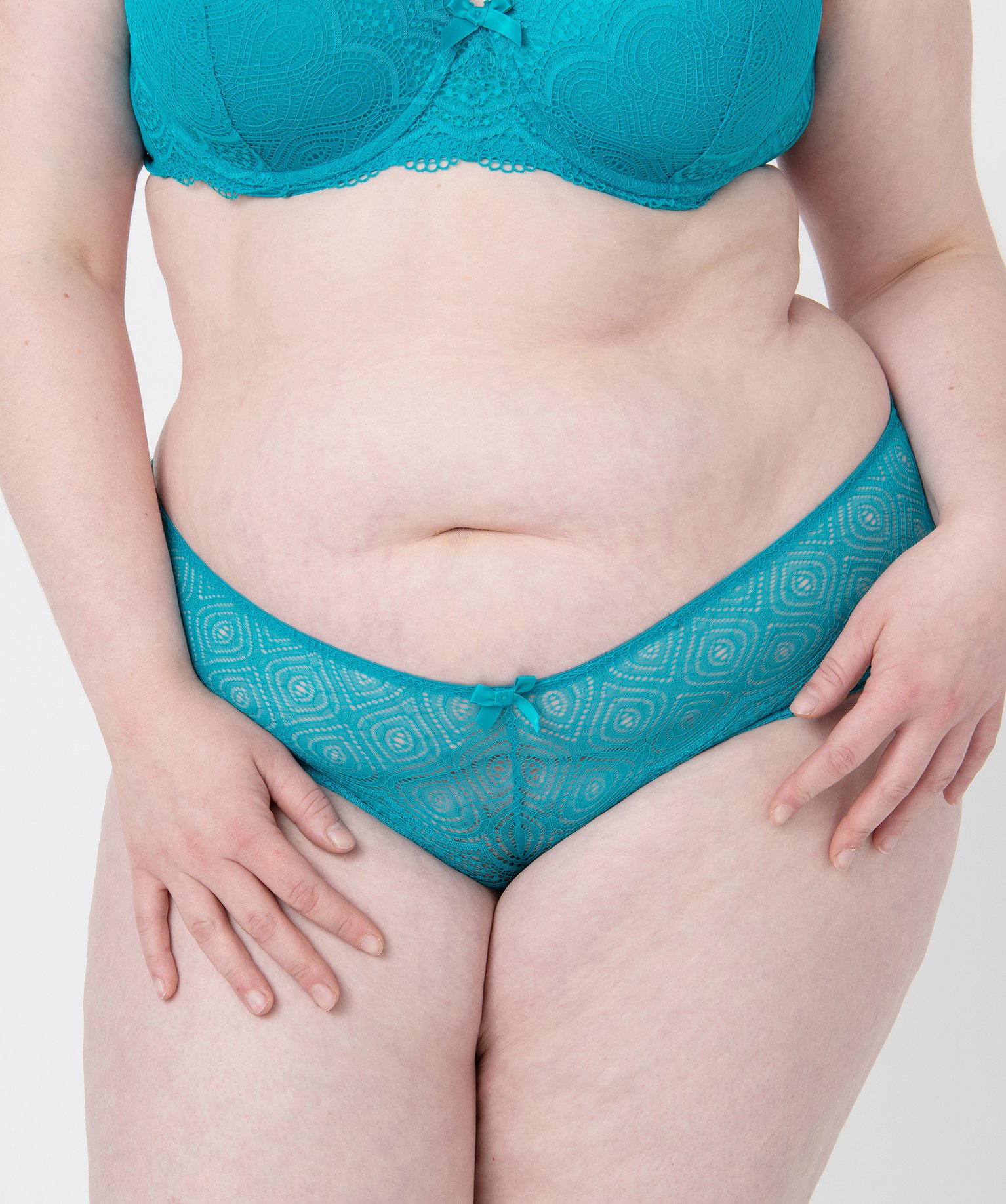 Shorty en dentelle et tulle femme grande taille bleu | GEMO