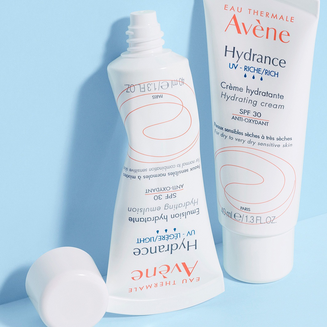 Avène Hydrance reichhaltige UV Feuchtigkeitscreme SPF 30 zur intensiven und langanhaltenden Feuchtigkeitsversorgung der Haut