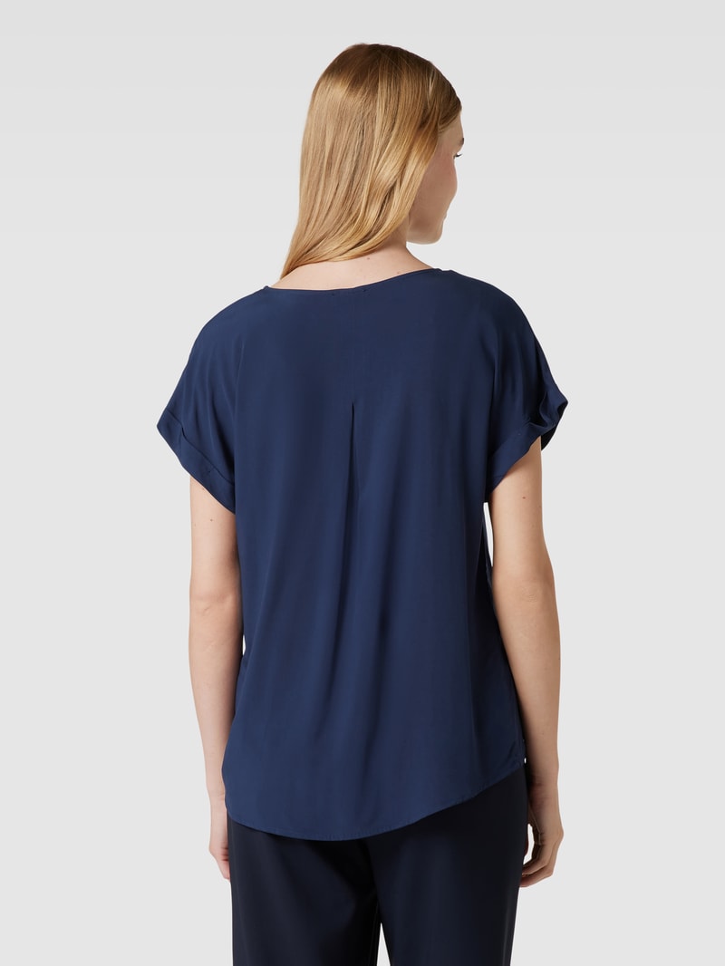 Blusenshirt aus reiner Viskose mit Kellerfalte in dunkelblau