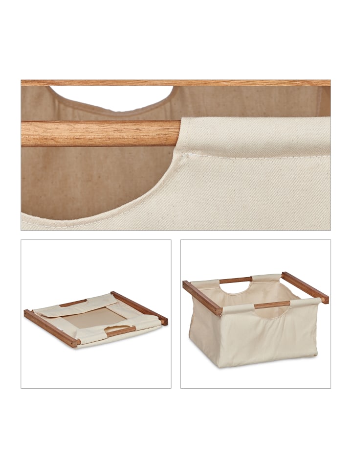 relaxdays Badregal mit Wäschekorb in Natur/ Beige - (B)43,5 x (H)96 x (T)33,5 cm günstig kaufen onesize