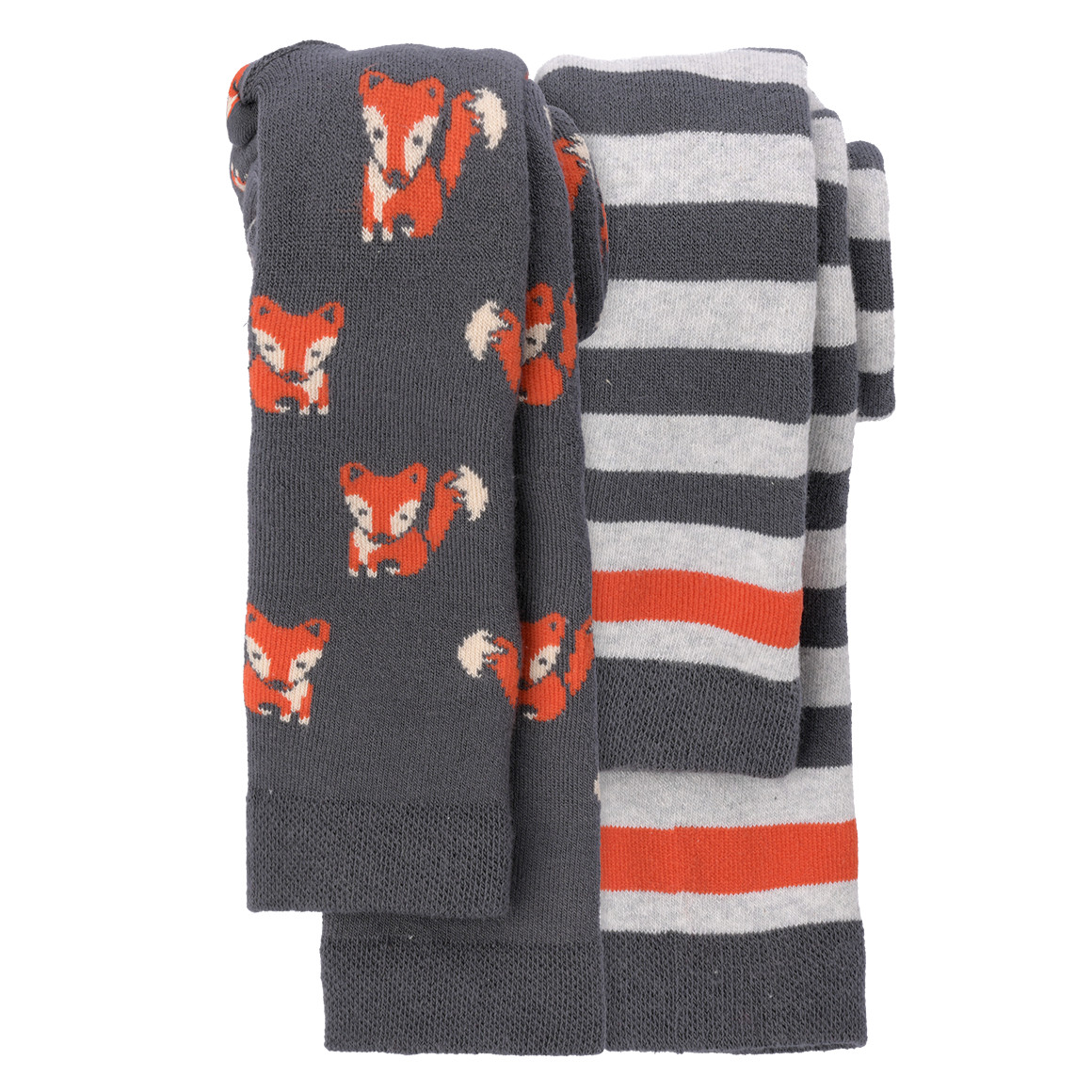 2 Baby Frottee-Leggings mit Fuchs-Motiven