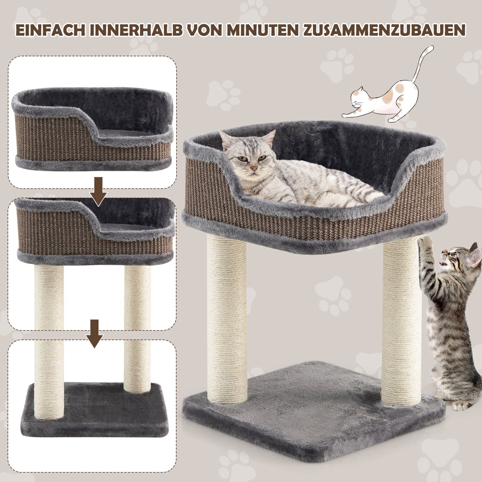COSTWAY Kratzbaum Katzenbaum, mit Kratzpfosten
