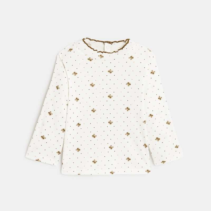Tee-shirt maille côtelée petits chats bébé fille