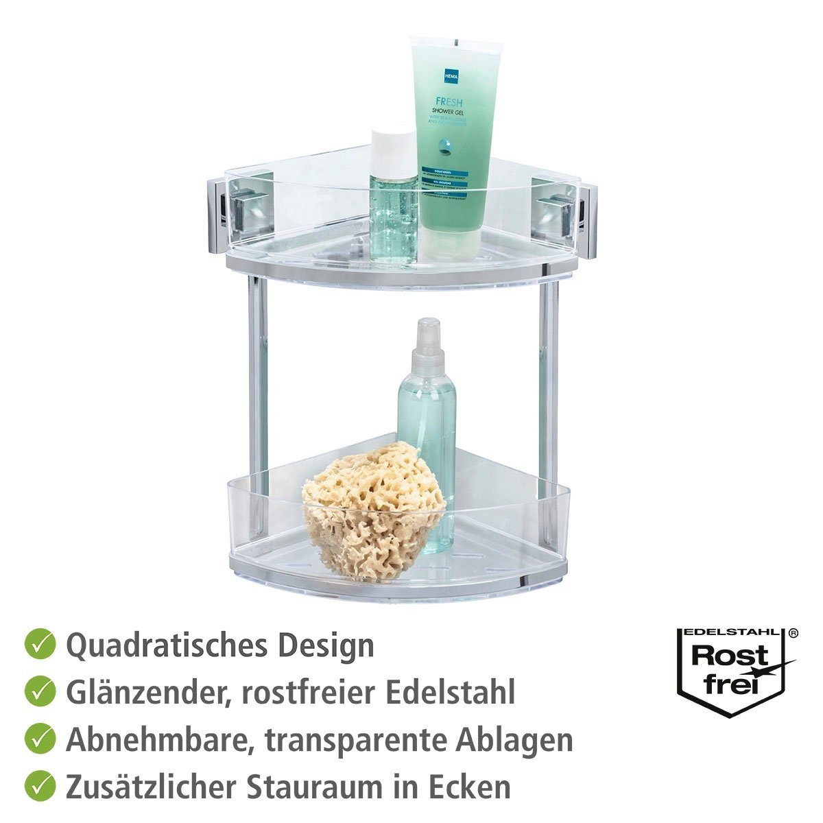 WENKO Eckregal Vacuum-Loc Quadro, 2 Etagen