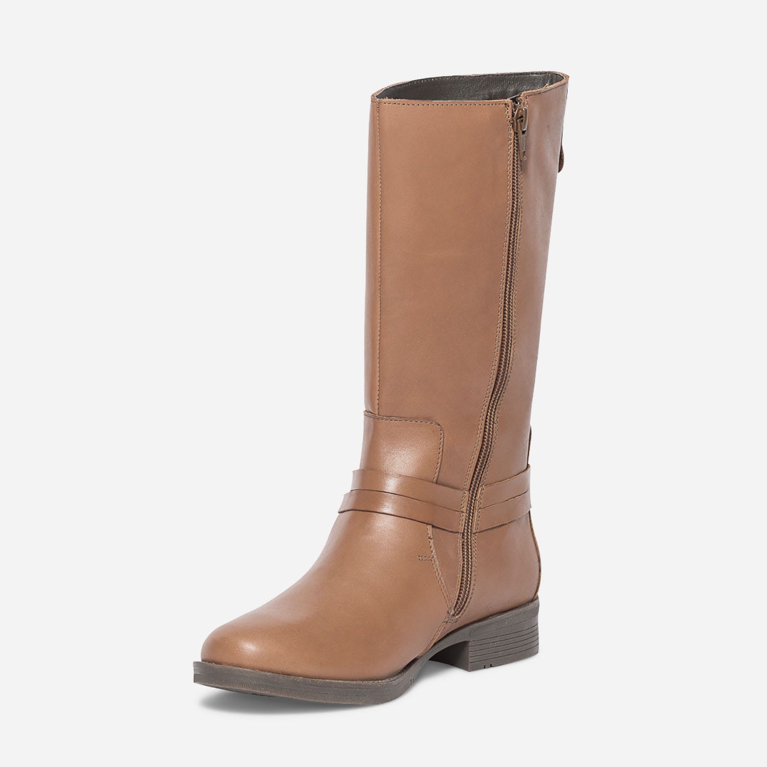 Botte camel en cuir à double bride