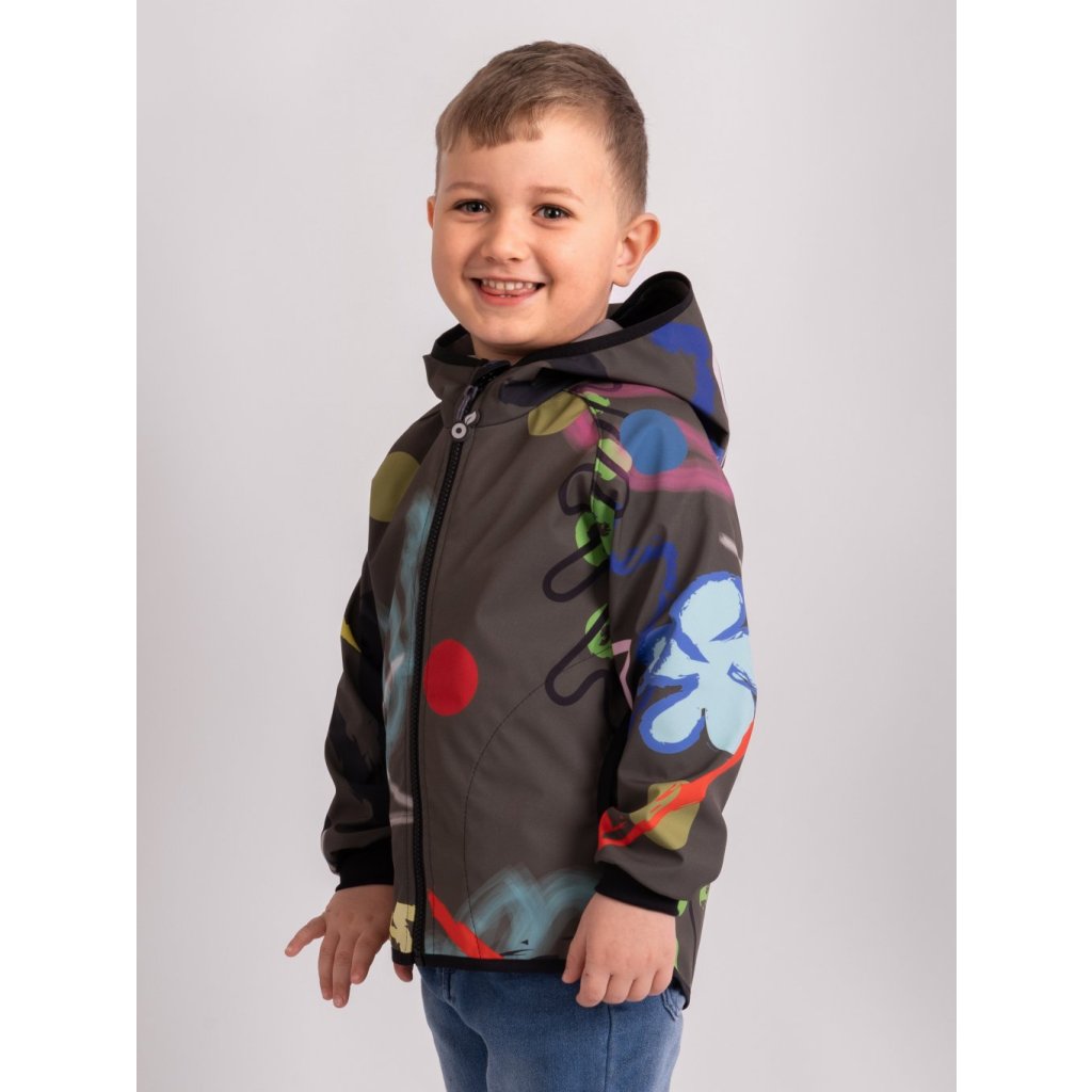 Unuo Kinder-Softshelljacke mit Fleece Fantasie Khaki