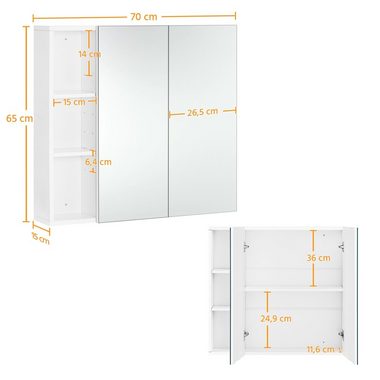 Yaheetech Spiegelschrank Badezimmerschrank Hängeschrank Wandschrank