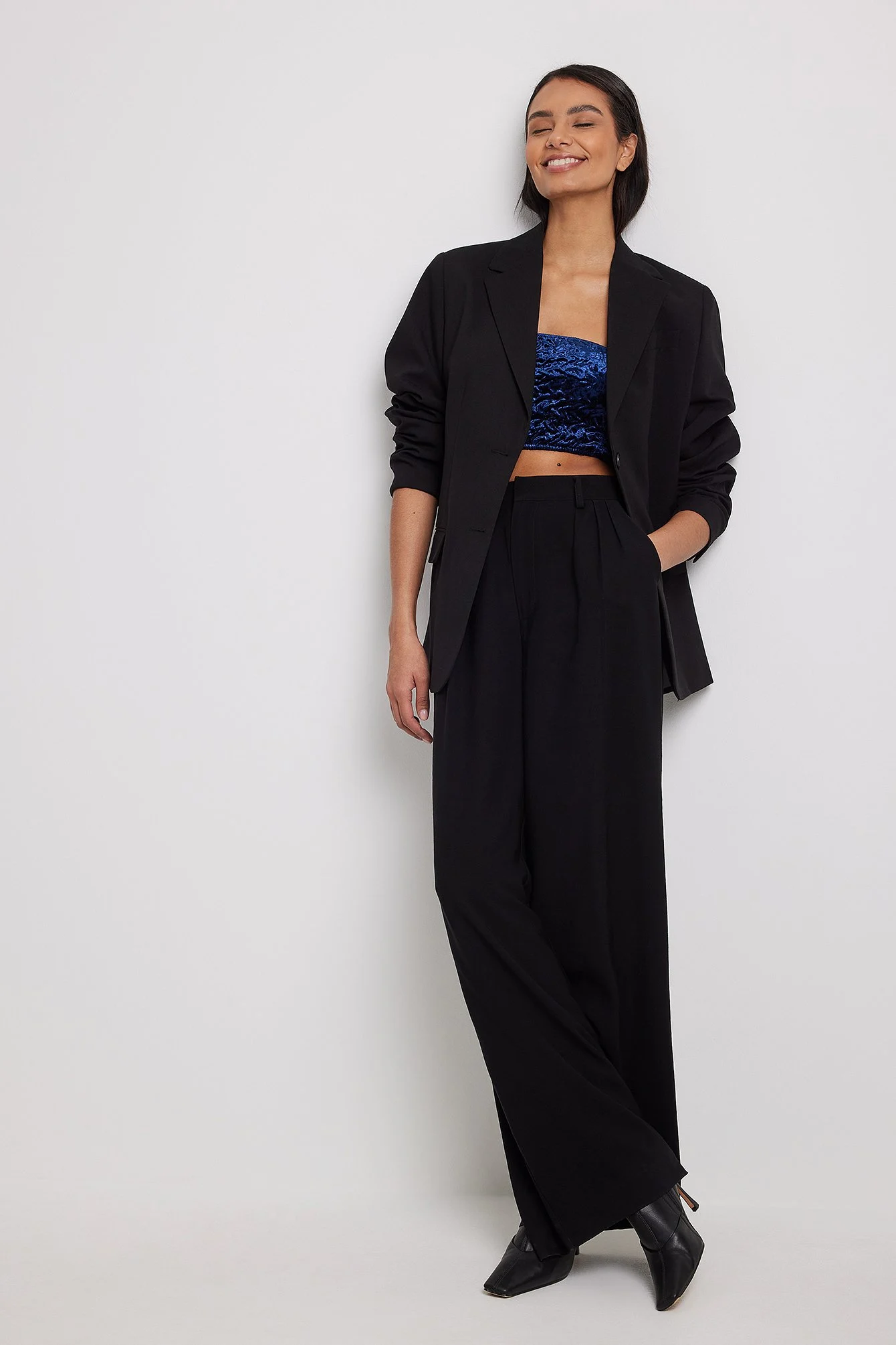 Bandeau-Top aus gesmoktem Samt