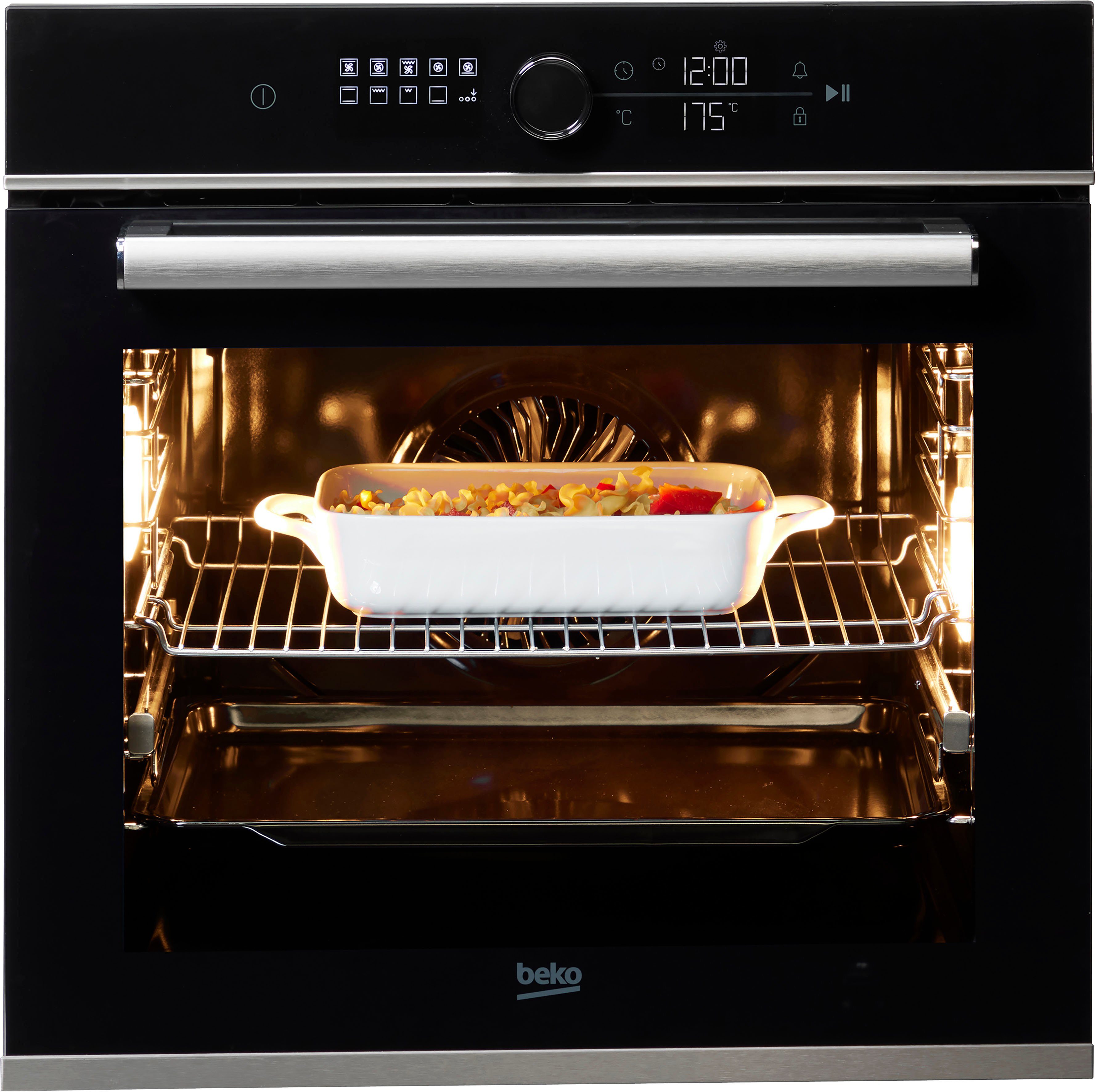 BEKO Einbaubackofen BBIM13400XS, BBIM17400BS, mit 1-fach-Teleskopauszug, SteamShine