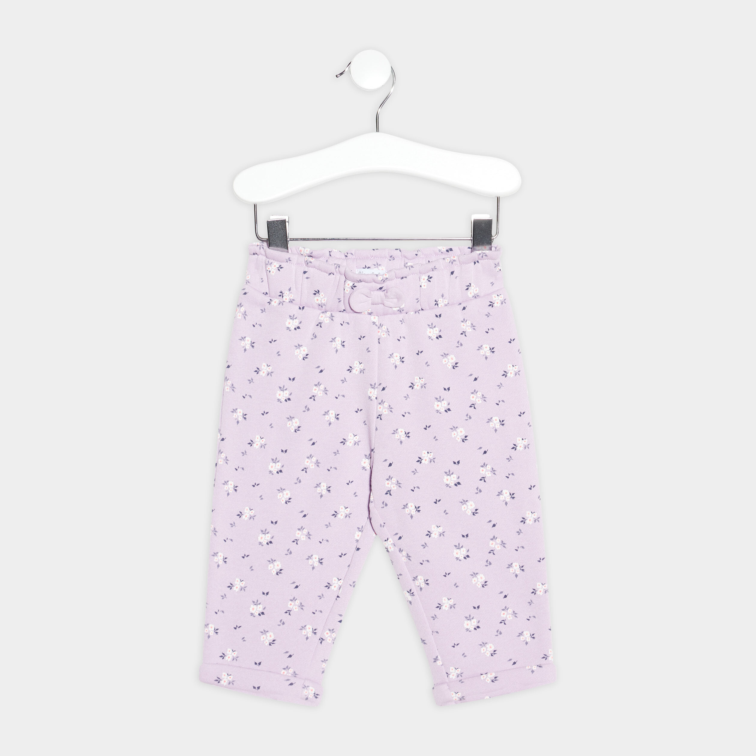 Pantalon jogging molletonné avec noeud parme bébé fille | La Halle