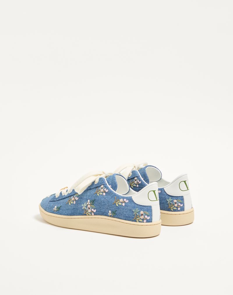 Royco Denim Sneaker med Blomsterbroderi