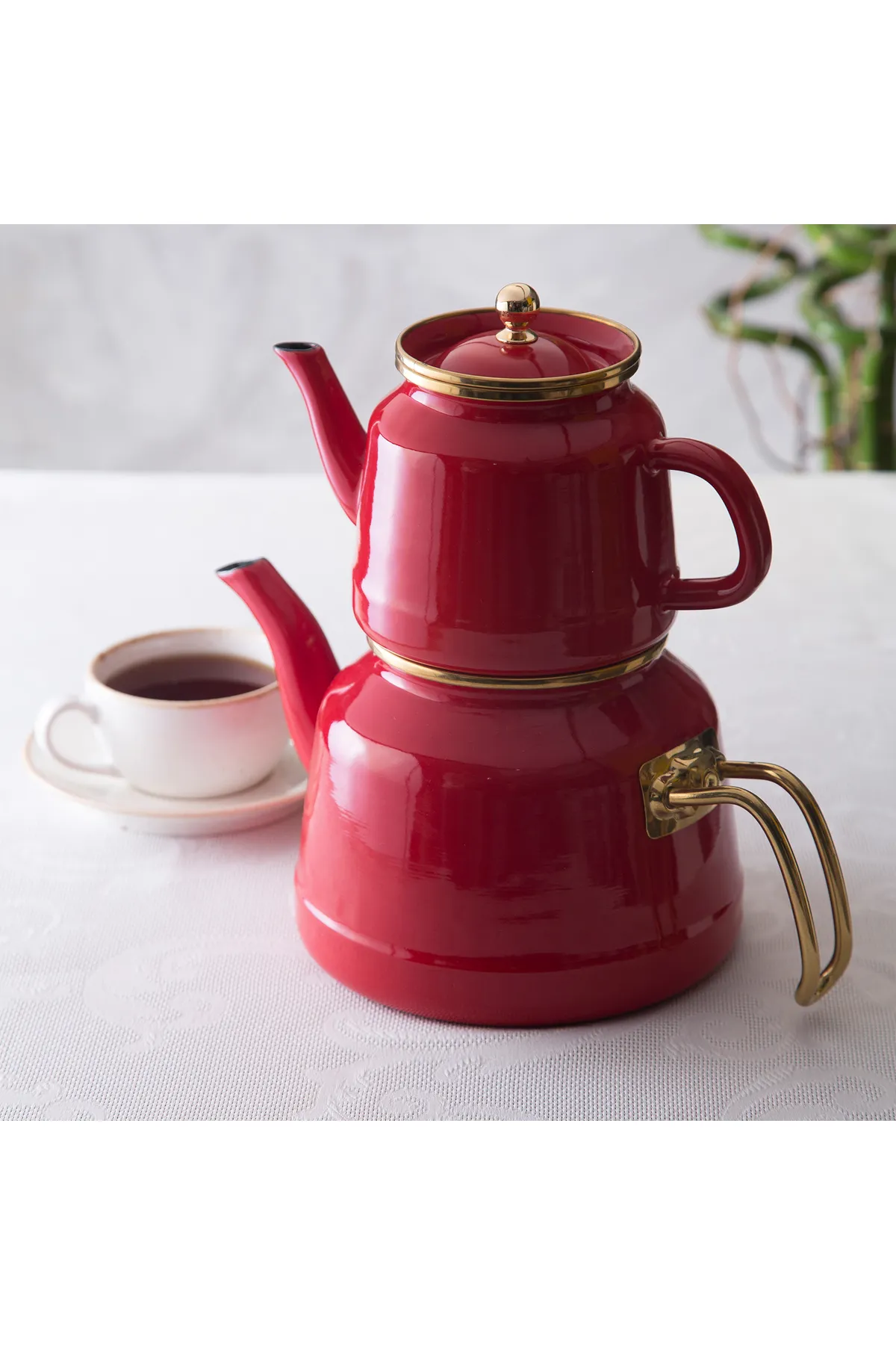 Karaca  Troy Rot Teekannen Set, Caydanlık, Tee, Tea, Tea Maker Türkische Teekanne, Tea Pot, Türkische