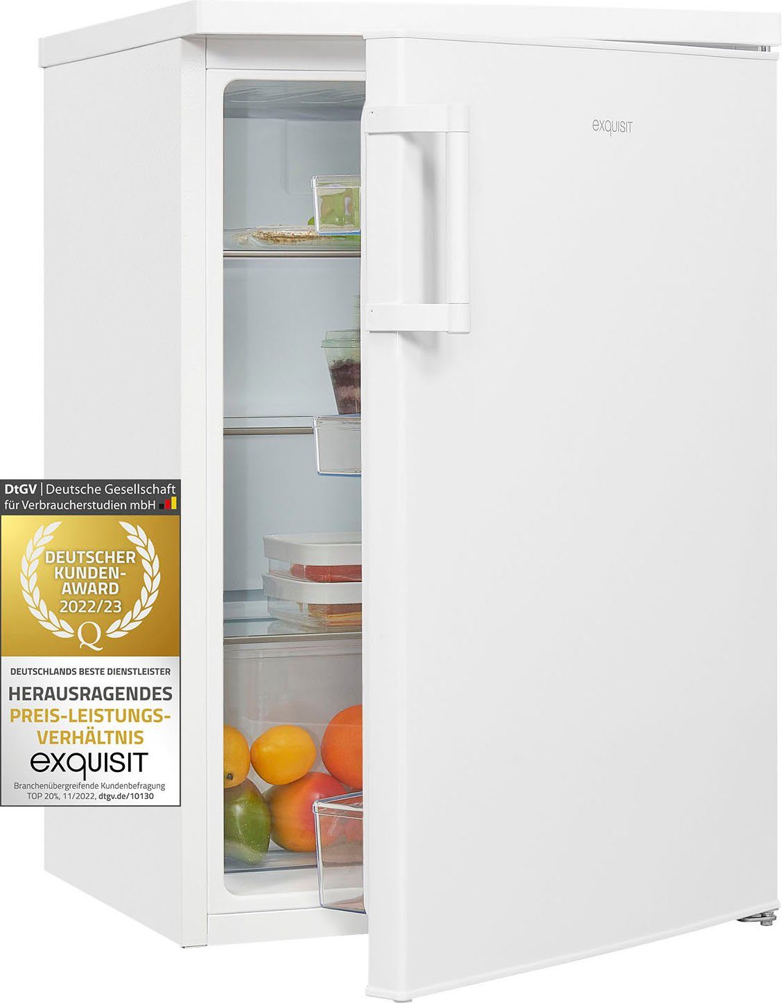 exquisit Vollraumkühlschrank KS16-V-H-010E weiss, 85 cm hoch, 56 cm breit