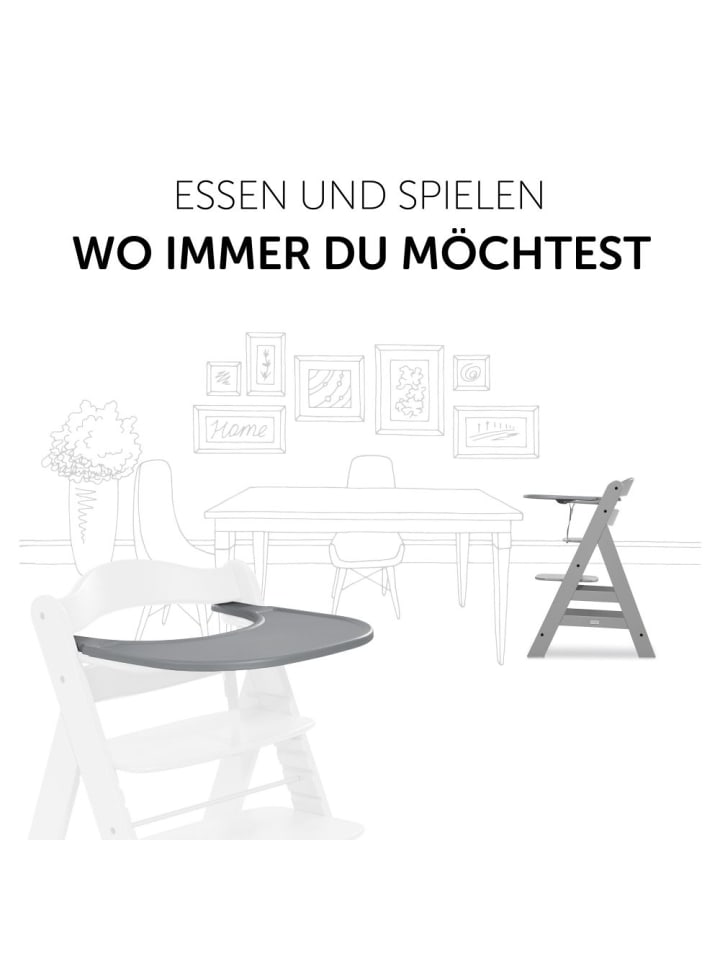 Hauck Essbrett und Tisch für Alpha Hochstuhl (Click Tray) in grau günstig kaufen onesize