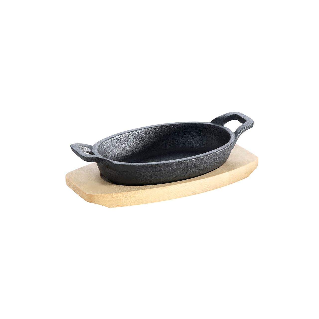 Allgrill Gusseisenpfännchen und Untersetzer 21x15,5cm oval schwarz