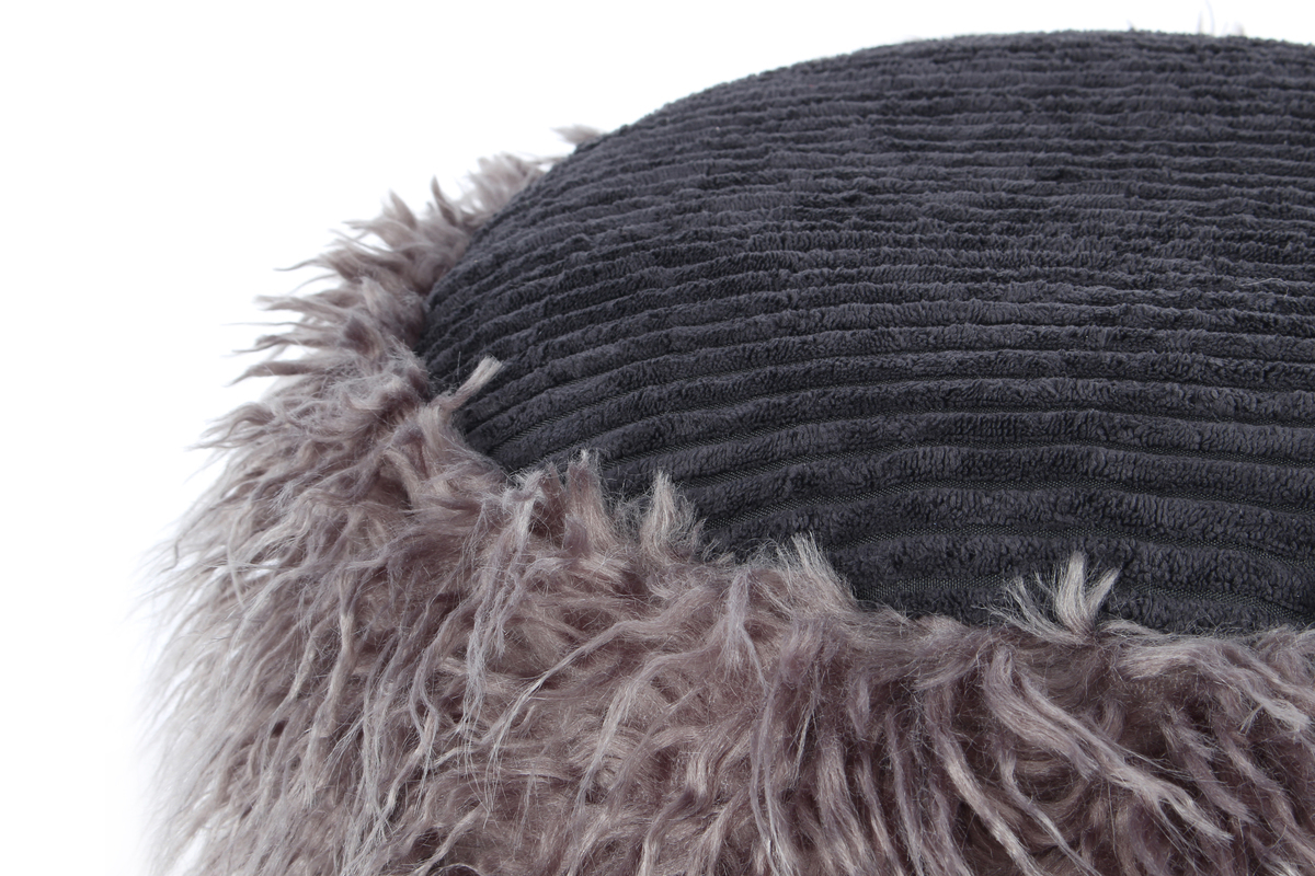 Kayoom Fellpouf Bobtail 125 Dunkelgrau / Schwarz