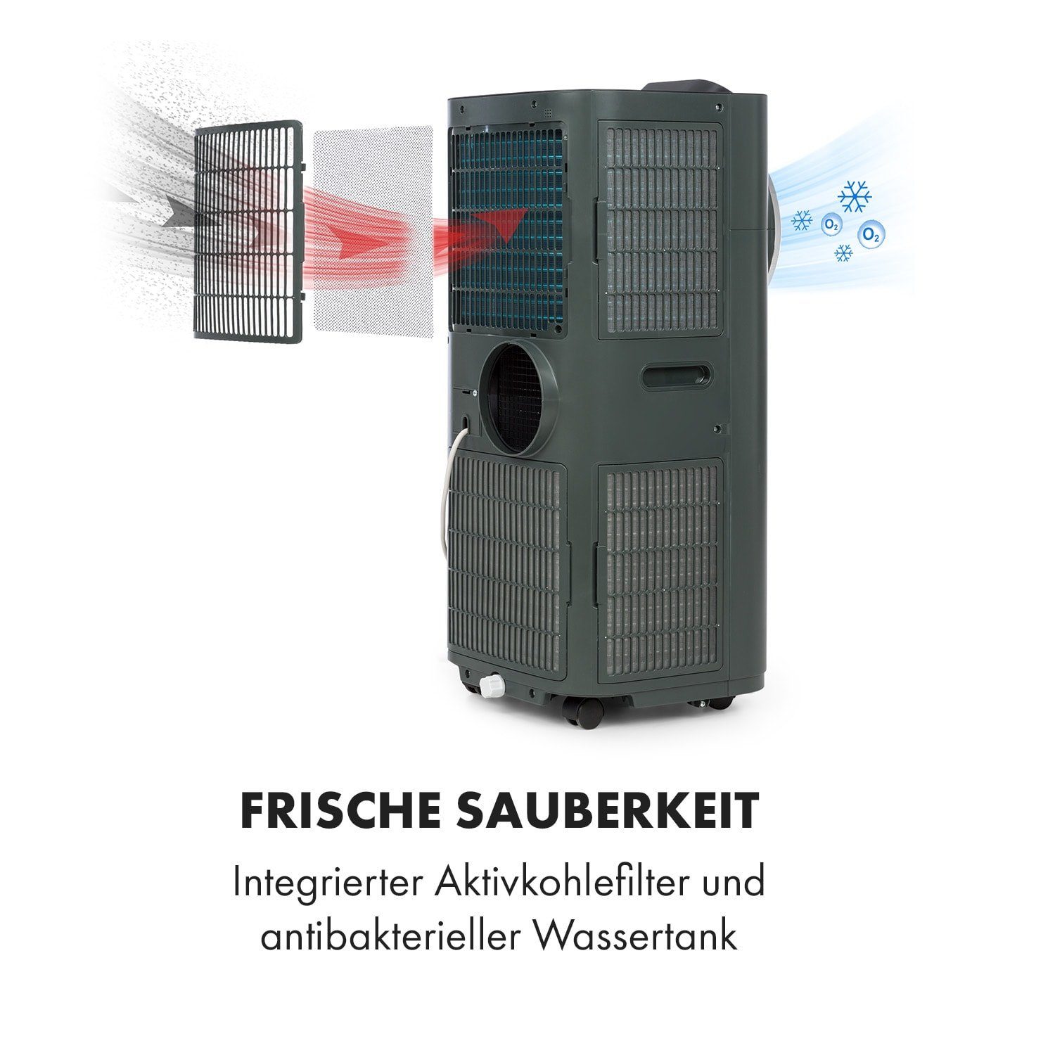 Klarstein Klimagerät Kraftwerk Smart, Klimagerät mobil Air Conditioner Kühlgerät Luftkühler