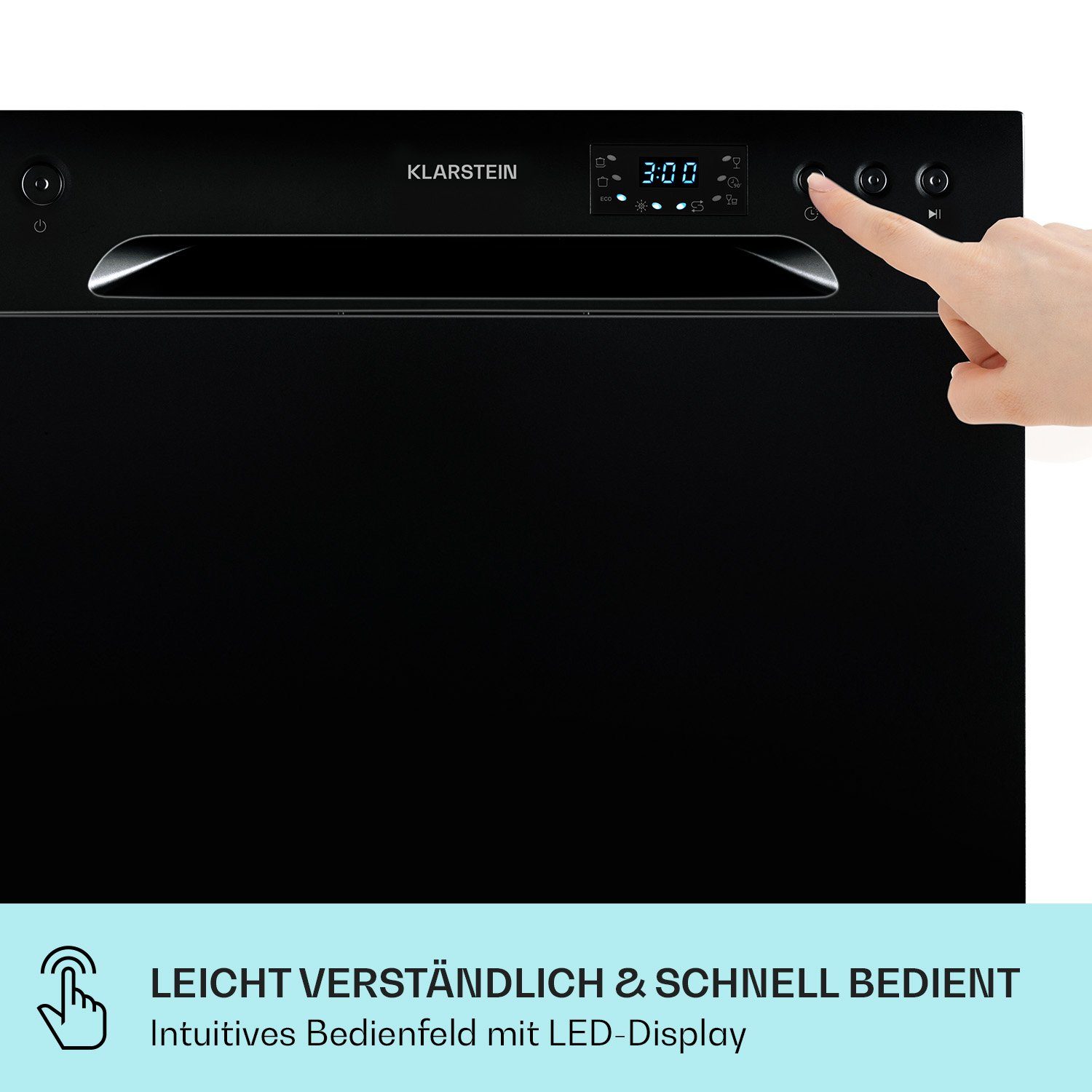 Klarstein Standgeschirrspüler Havasia UV 8 Geschirrspüler UV-Licht freistehend / Einbau 1620W, 10041829, 8 l, Spühlmaschine 55 cm freistehend oder einbaufähig schwarz