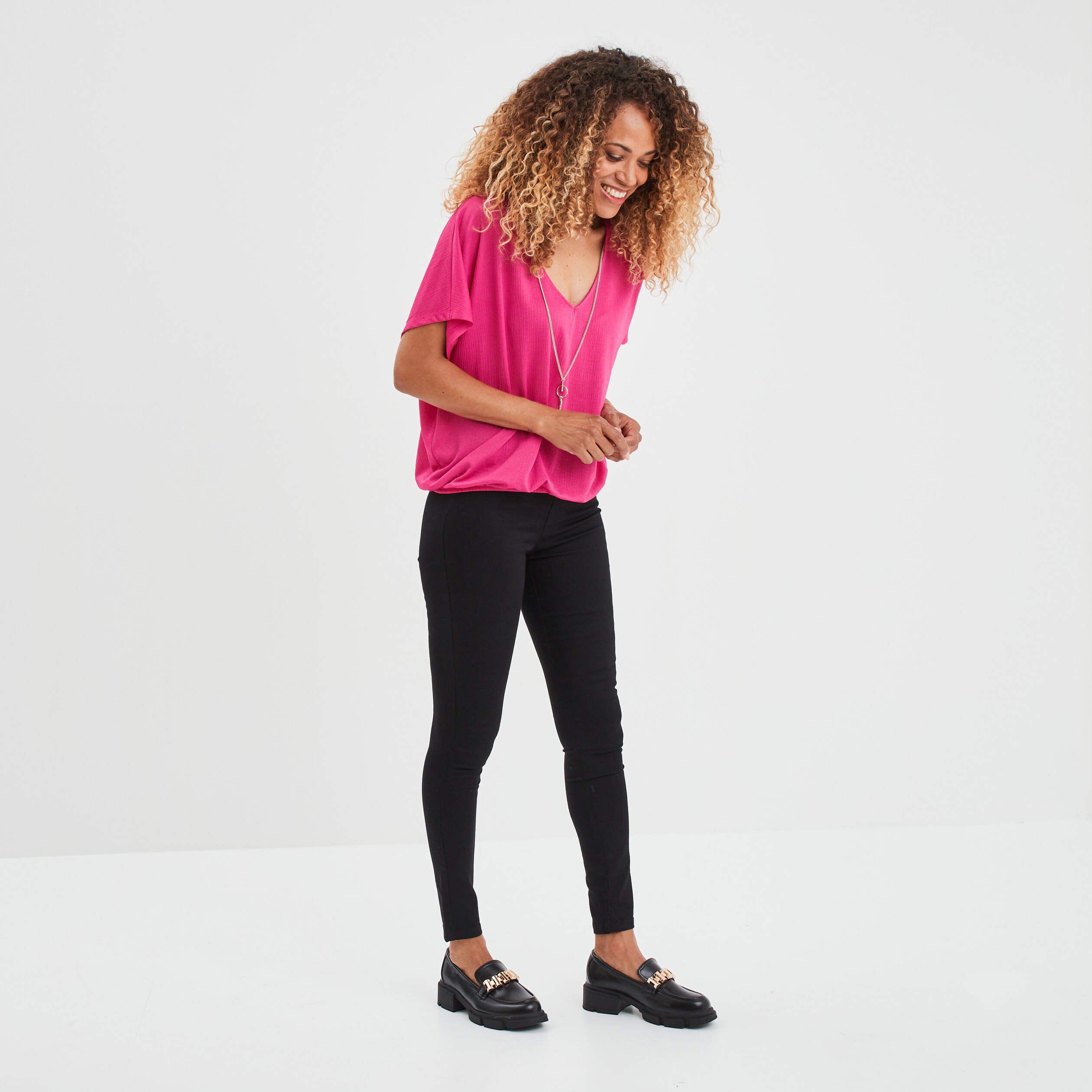 Jegging slim taille haute denim noir femme | La Halle