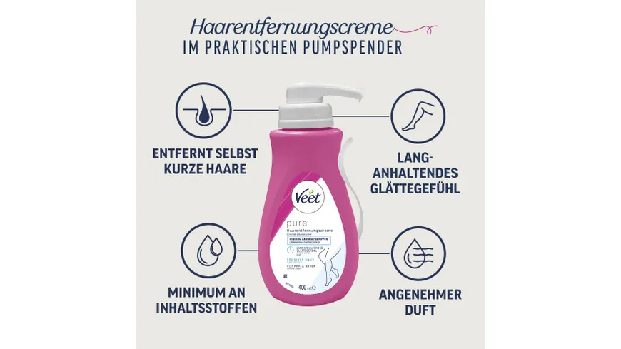 Veet pure Haarentfernungscreme Sensitive Pumpspender 400 ml