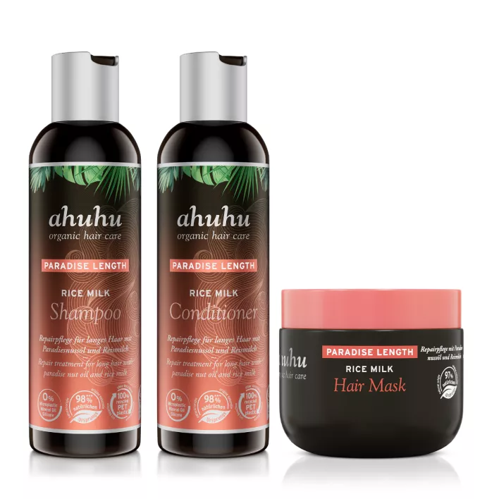 PARADISE LENGTH Rice milk Set: Shampoo, Conditioner & Haarmaske
