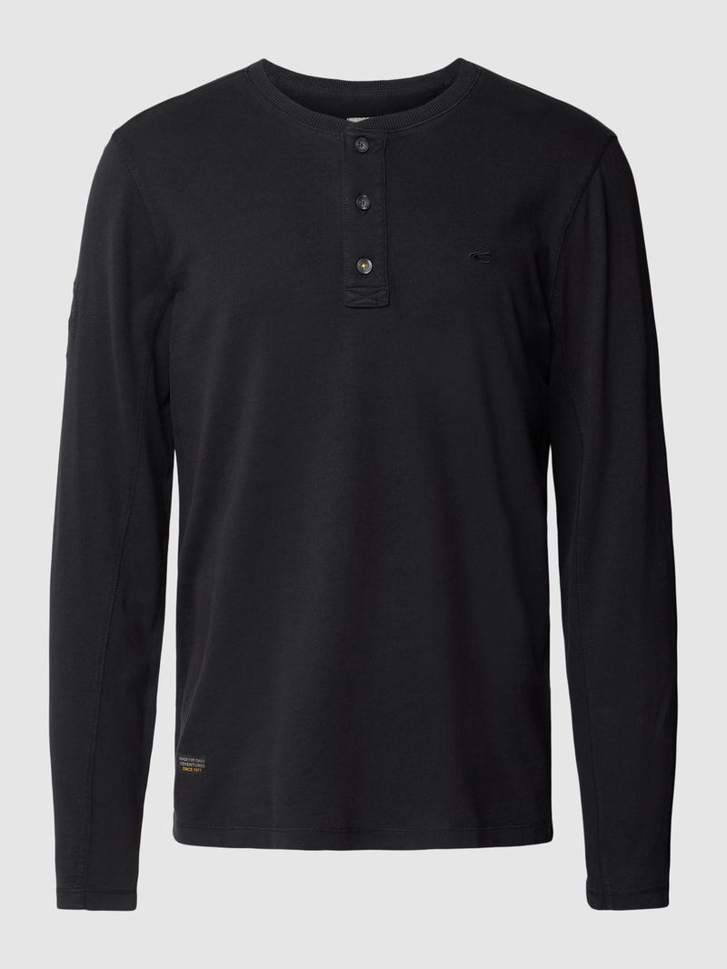 Longsleeve mit kurzer Knopfleiste Modell 'Henley' in anthrazit