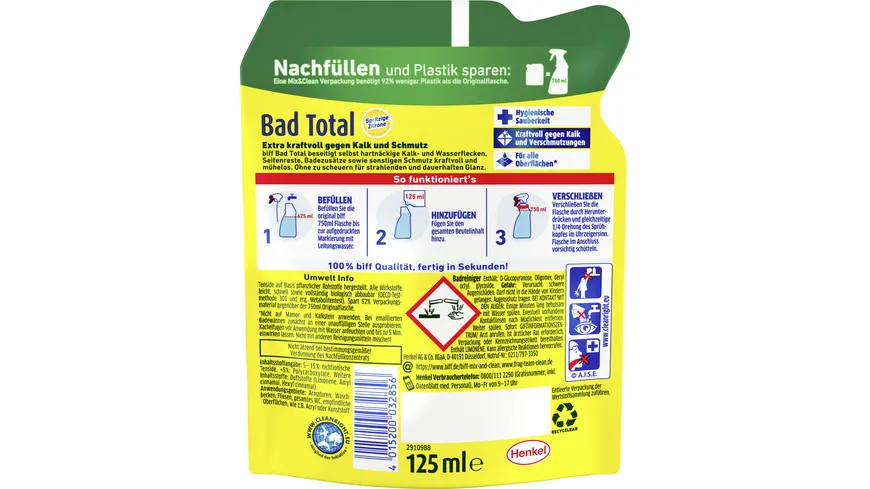BIFF Badreiniger Konzentrat Total Mix & Clean Spritzige Zitrone 125 ml