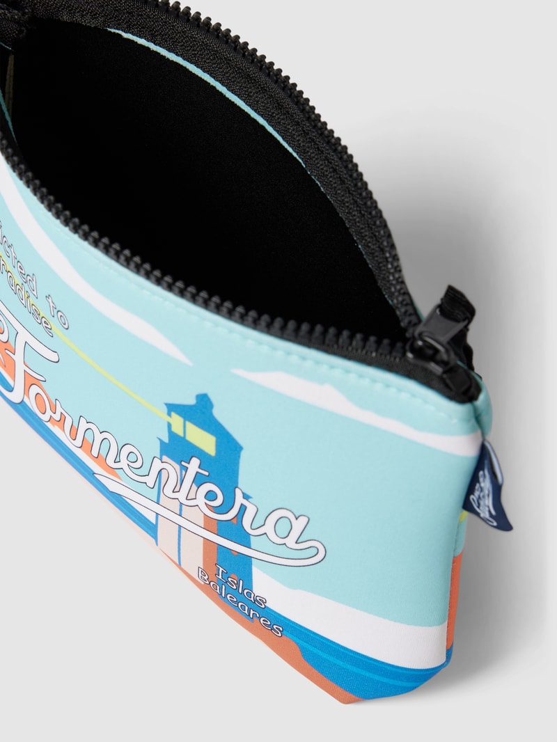 Kulturtasche mit Allover-Muster Modell 'ALINE SPONGE' in aqua blau