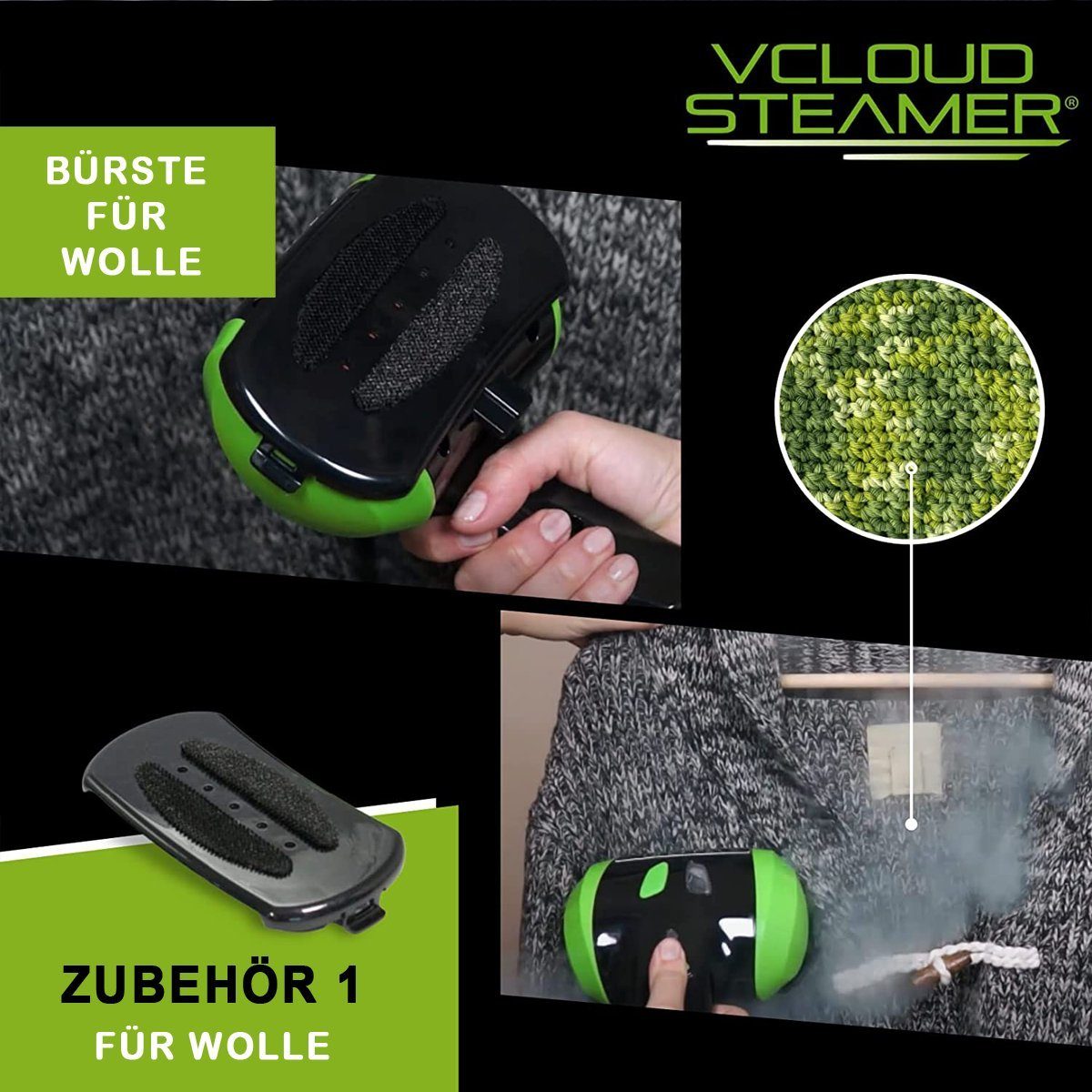 Best Direct® Dampfbürste V Cloud Steamer®, 1000,00 W, tragbare Dampfbürste für Kleidung, Polster und Bügelfalten