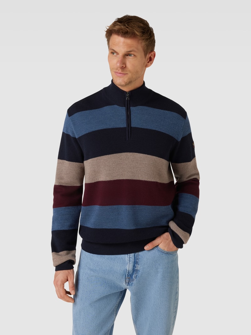 Strickpullover mit Streifenmuster in marineblau