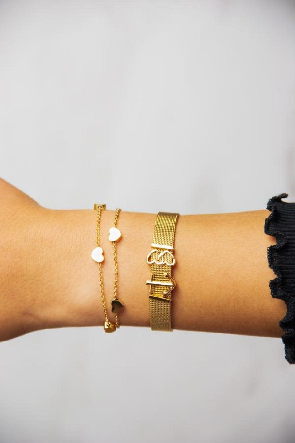 ENGELSINN Armband Schmuck Edelstahl Herzen Gold inkl. Geschenkbox (1-tlg)