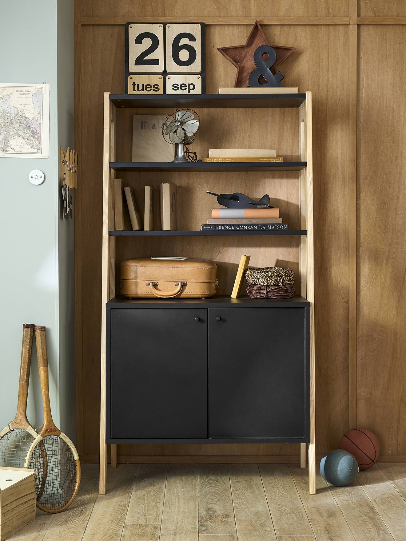 Vertbaudet Kinderzimmer Regalschrank RETRO - schwarz