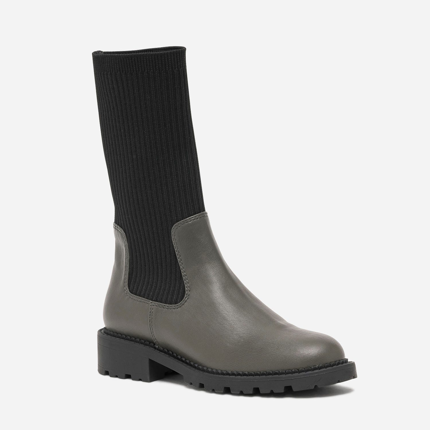 Chelsea boots TEXTO kaki à tige-chaussette noire