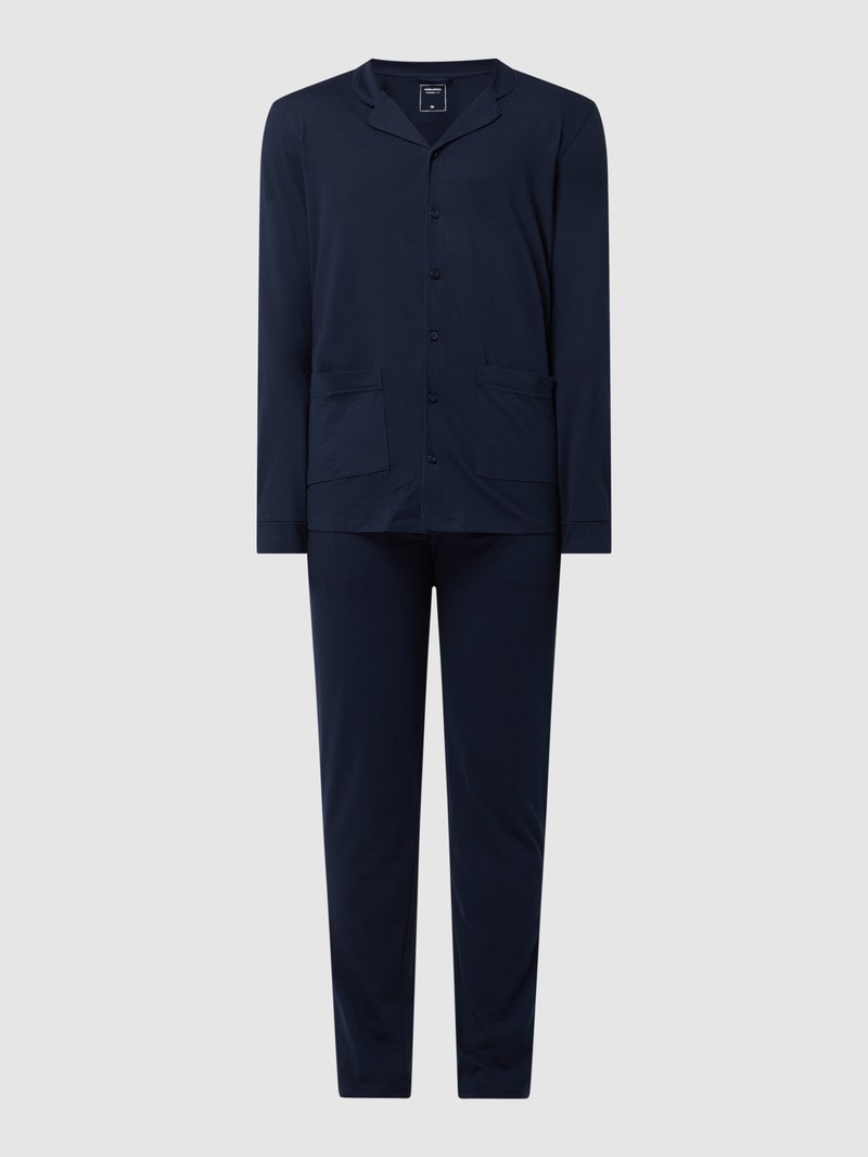 Pyjama mit Knopfleiste in marineblau