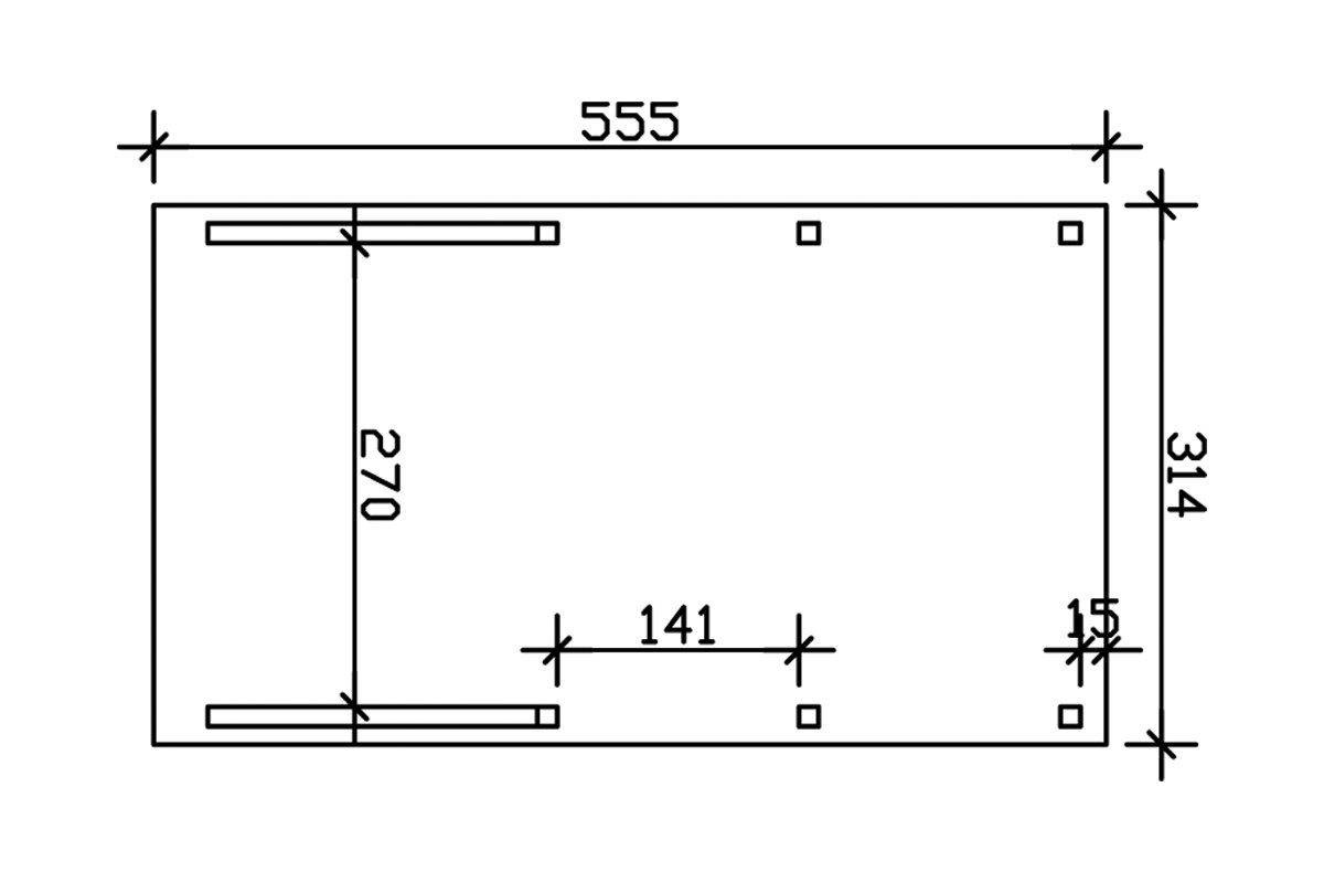 Skanholz Einzelcarport Friesland 6, BxT: 314x555 cm, 210 cm Einfahrtshöhe