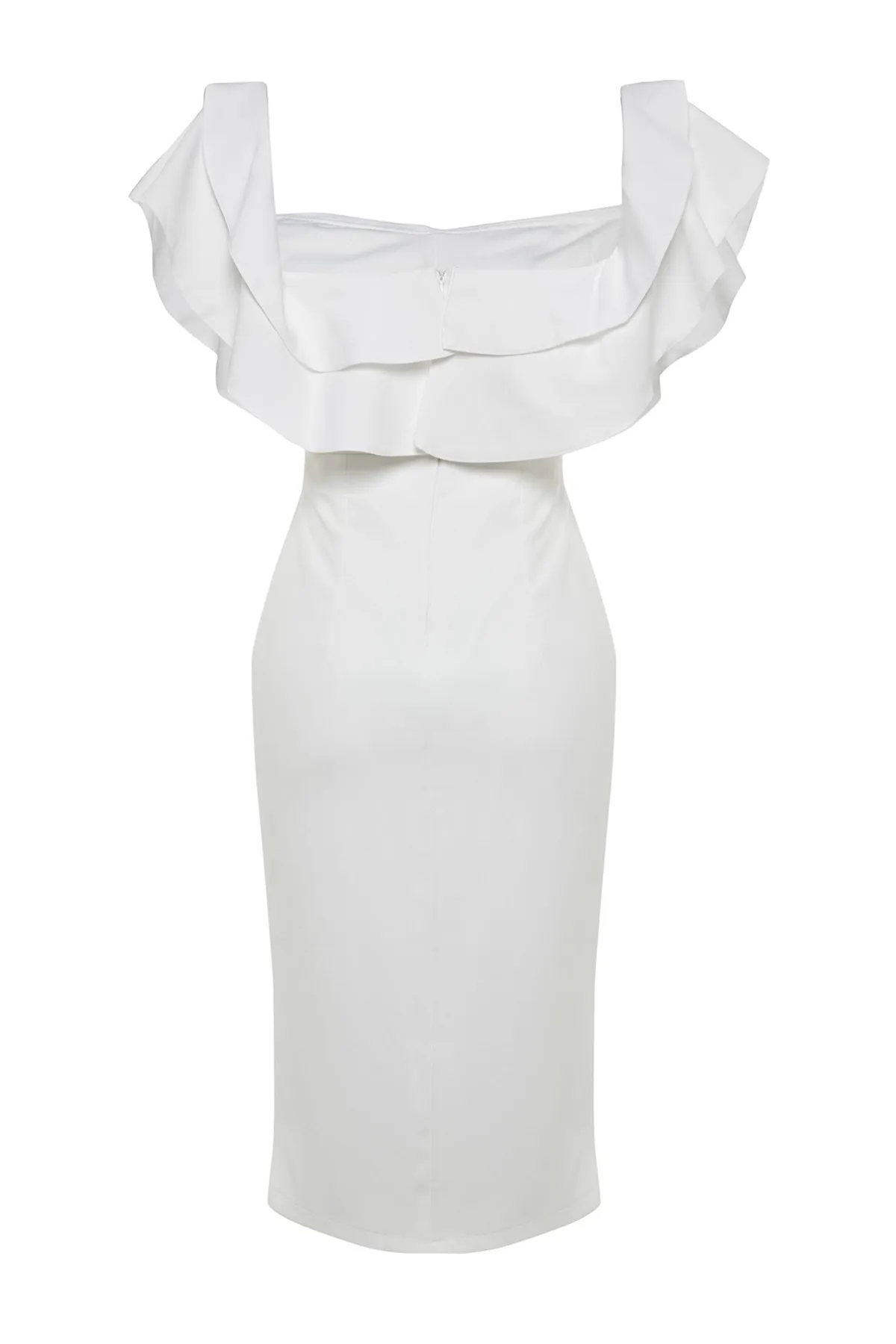 Trendyol Collection  Braut-Abendkleid mit Ecru-Futter und gewebten Volants TPRSS21EL1403
