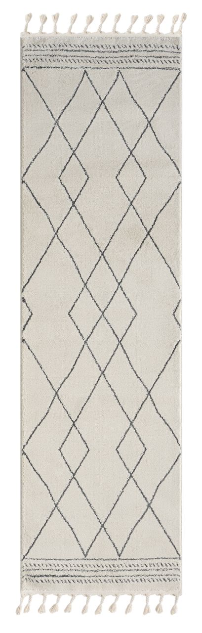 MyFlair Teppich Moroccan Love, 80 cm x 250 cm, Farbe weiß, rechteckig, Florhöhe 19mm