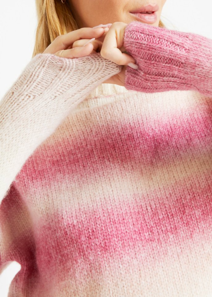 Stehkragen-Pullover mit Farbverlauf und Wollanteil