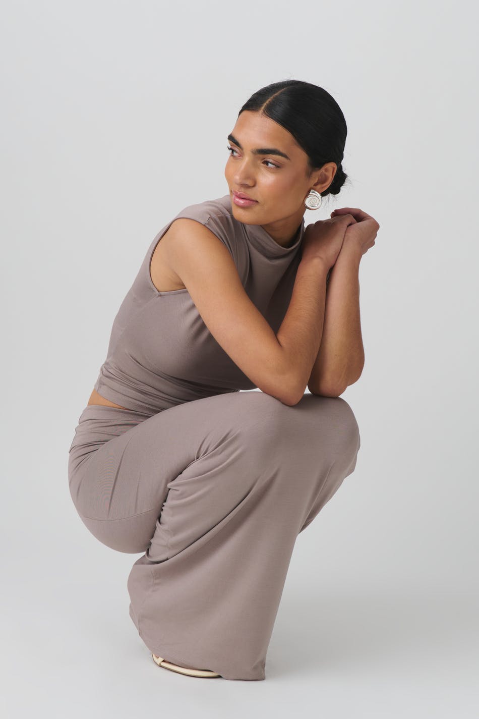 Soft touch folded maxi skirt